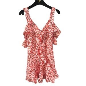 Revolve O.Vianca Red Floral Ruffle Dress Size S
